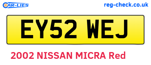 EY52WEJ are the vehicle registration plates.