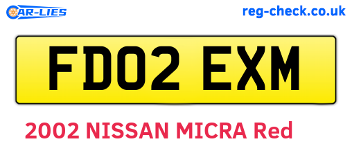 FD02EXM are the vehicle registration plates.