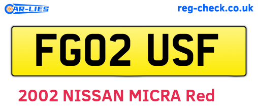 FG02USF are the vehicle registration plates.