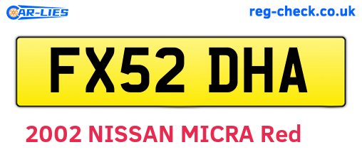 FX52DHA are the vehicle registration plates.