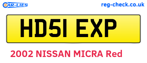 HD51EXP are the vehicle registration plates.