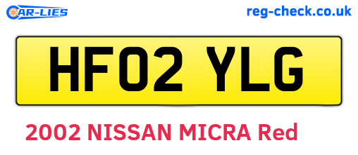 HF02YLG are the vehicle registration plates.