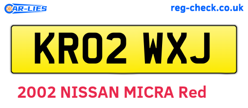 KR02WXJ are the vehicle registration plates.