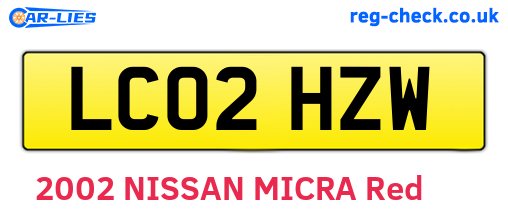 LC02HZW are the vehicle registration plates.