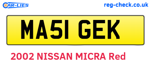 MA51GEK are the vehicle registration plates.