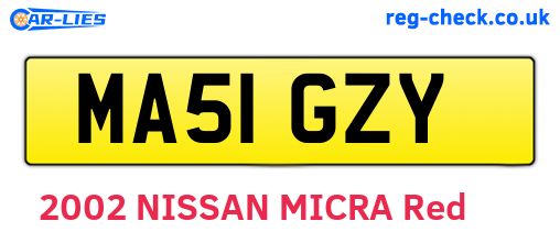 MA51GZY are the vehicle registration plates.