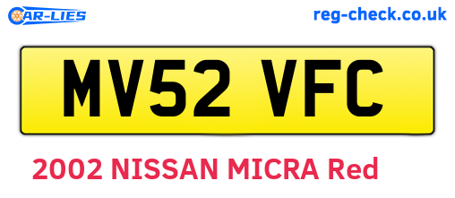 MV52VFC are the vehicle registration plates.