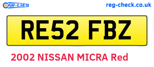 RE52FBZ are the vehicle registration plates.