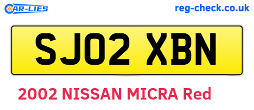 SJ02XBN are the vehicle registration plates.