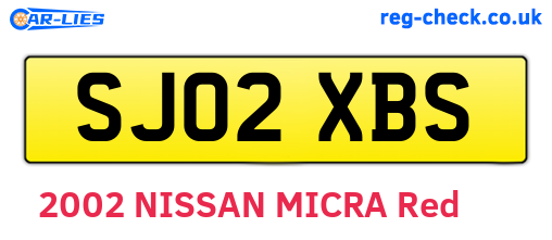 SJ02XBS are the vehicle registration plates.