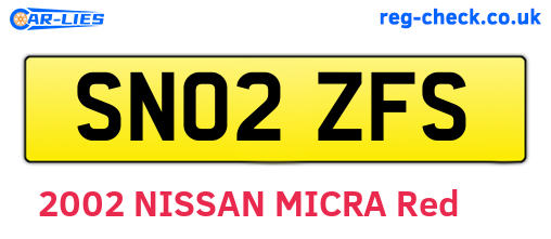 SN02ZFS are the vehicle registration plates.