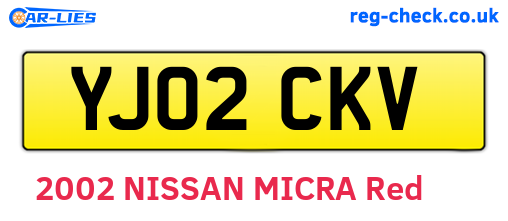 YJ02CKV are the vehicle registration plates.