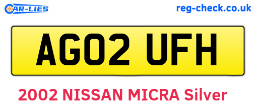 AG02UFH are the vehicle registration plates.