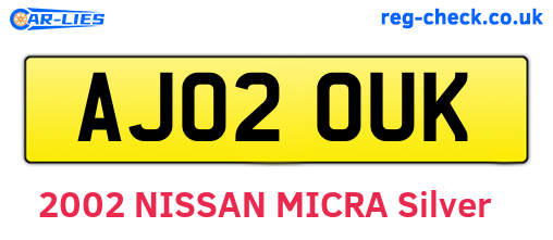AJ02OUK are the vehicle registration plates.