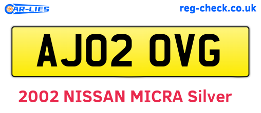 AJ02OVG are the vehicle registration plates.