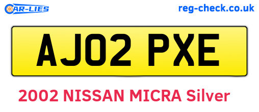 AJ02PXE are the vehicle registration plates.