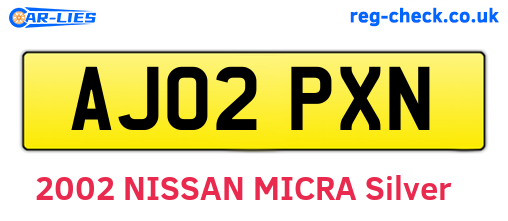 AJ02PXN are the vehicle registration plates.