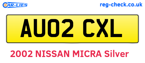 AU02CXL are the vehicle registration plates.