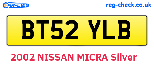BT52YLB are the vehicle registration plates.