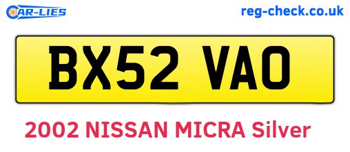 BX52VAO are the vehicle registration plates.