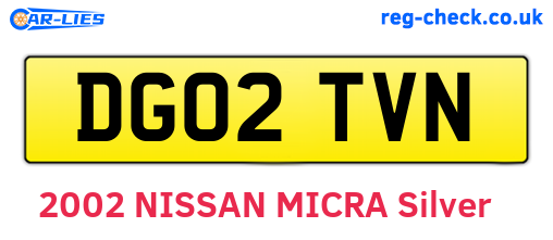 DG02TVN are the vehicle registration plates.