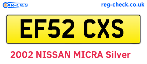EF52CXS are the vehicle registration plates.
