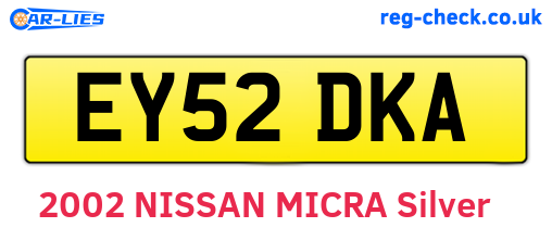 EY52DKA are the vehicle registration plates.
