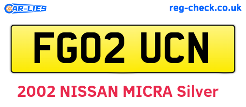 FG02UCN are the vehicle registration plates.