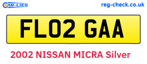 FL02GAA are the vehicle registration plates.