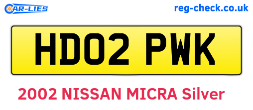 HD02PWK are the vehicle registration plates.