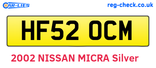 HF52OCM are the vehicle registration plates.