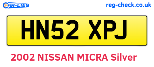 HN52XPJ are the vehicle registration plates.