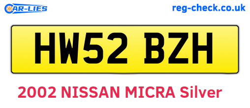 HW52BZH are the vehicle registration plates.