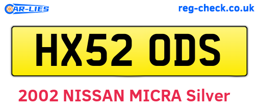 HX52ODS are the vehicle registration plates.