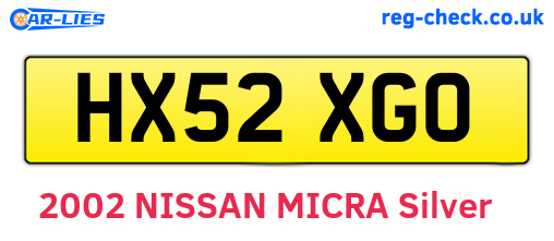 HX52XGO are the vehicle registration plates.