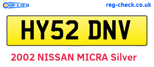 HY52DNV are the vehicle registration plates.