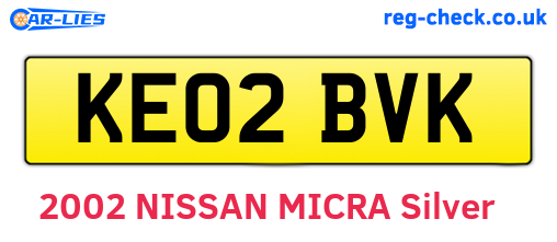 KE02BVK are the vehicle registration plates.