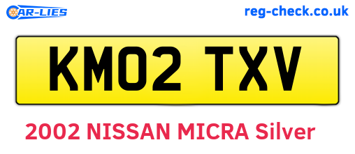 KM02TXV are the vehicle registration plates.