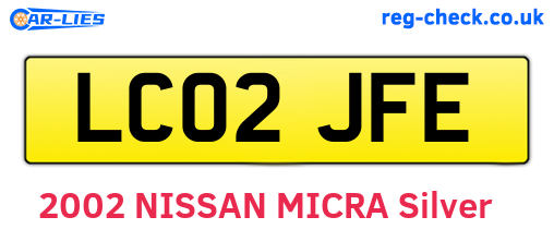 LC02JFE are the vehicle registration plates.