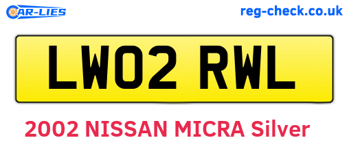 LW02RWL are the vehicle registration plates.