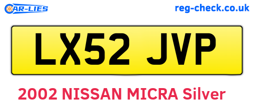 LX52JVP are the vehicle registration plates.