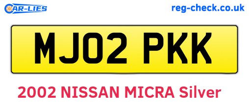 MJ02PKK are the vehicle registration plates.