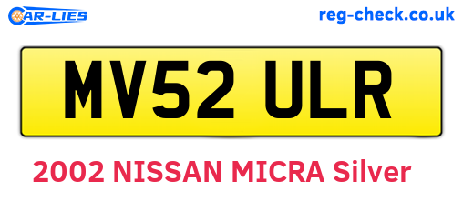 MV52ULR are the vehicle registration plates.
