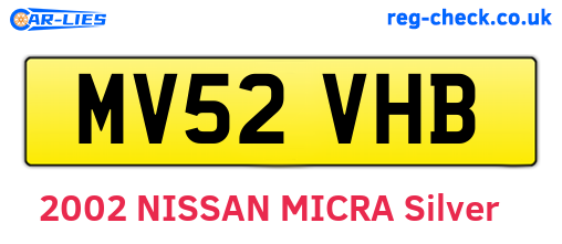 MV52VHB are the vehicle registration plates.