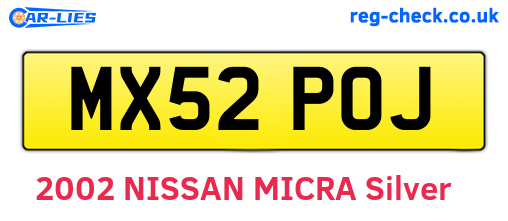 MX52POJ are the vehicle registration plates.