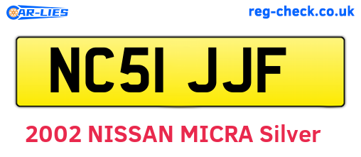 NC51JJF are the vehicle registration plates.