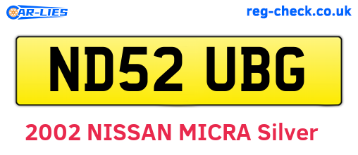 ND52UBG are the vehicle registration plates.