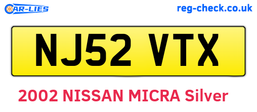 NJ52VTX are the vehicle registration plates.