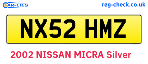 NX52HMZ are the vehicle registration plates.
