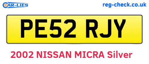 PE52RJY are the vehicle registration plates.